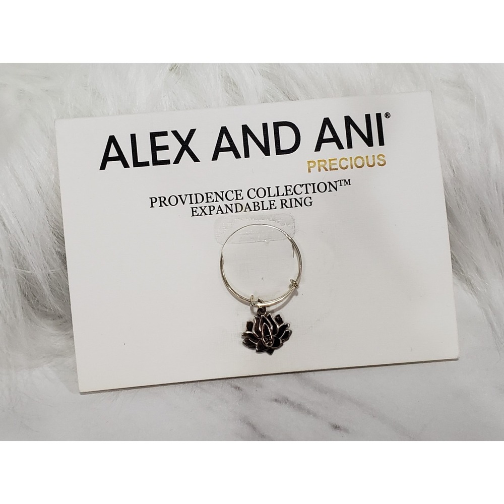 Alex and Ani Energy Lotus Flower Expandable Wire Ring Adjustable Sterling Silver